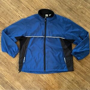 Mountain Equipment Co-op lightweight running jacket, blue/black, Sz XXL